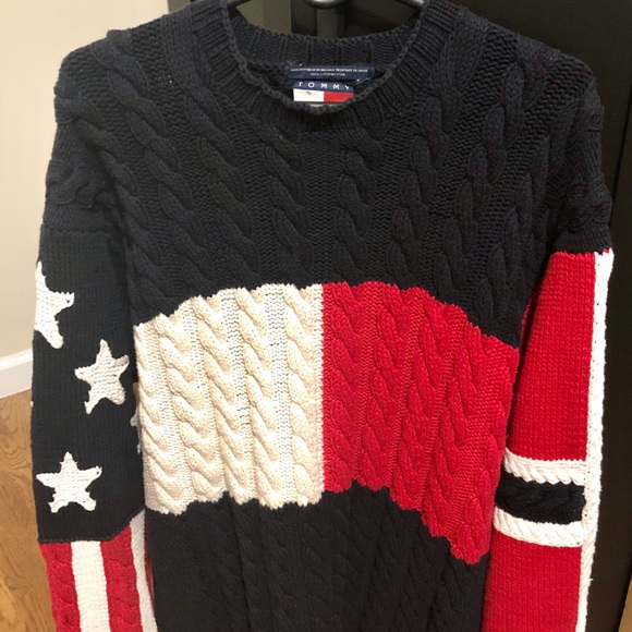Tommy Hilfiger Other - Tommy Hilfiger Men Big Flag USA Cable Knit Sweater
